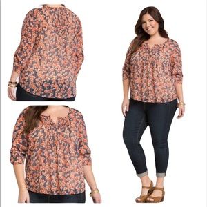 Torrid Poppy Print Chiffon Blouse
